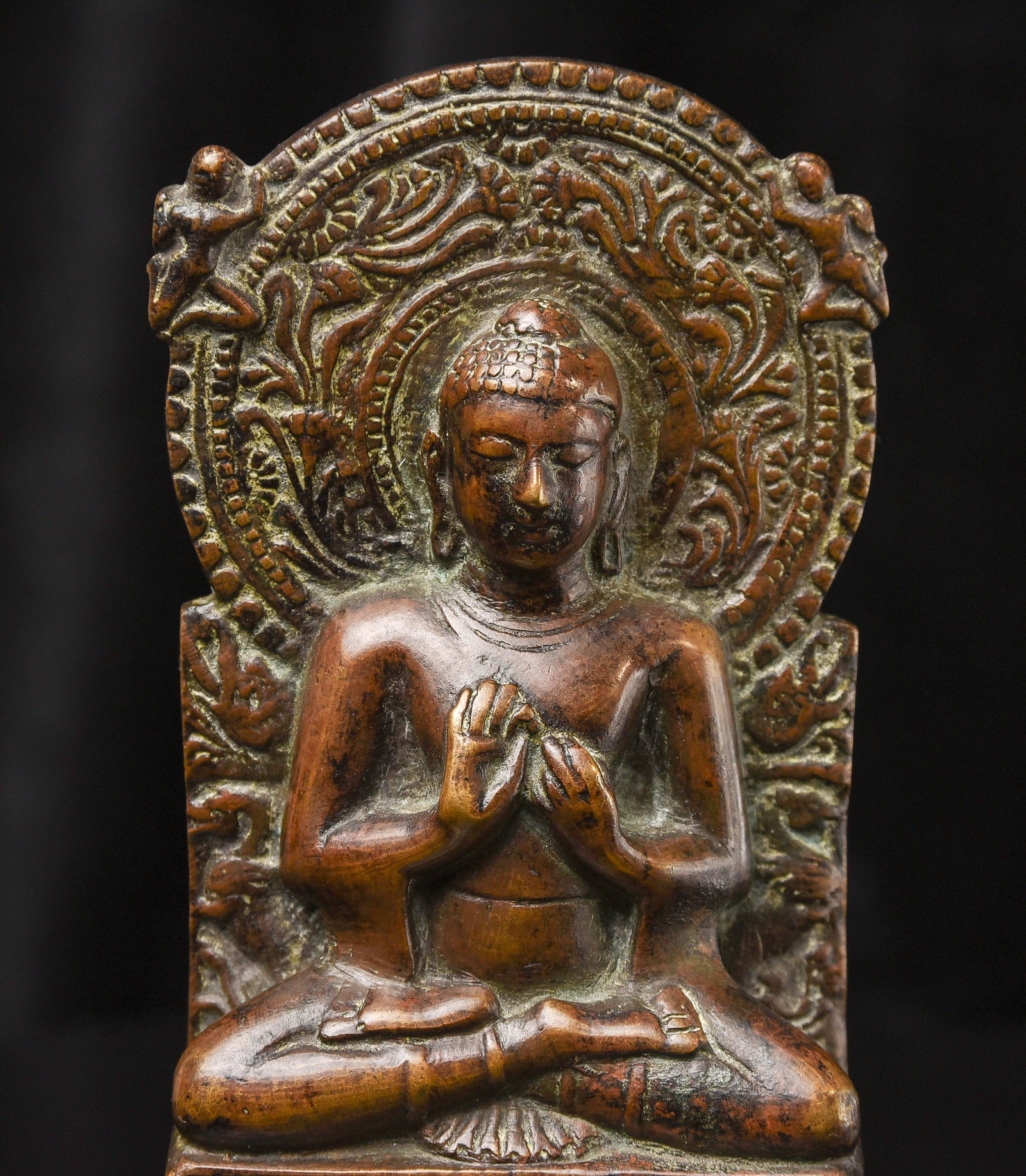 17/18thC Indian Bronze Buddha Stele. - 5