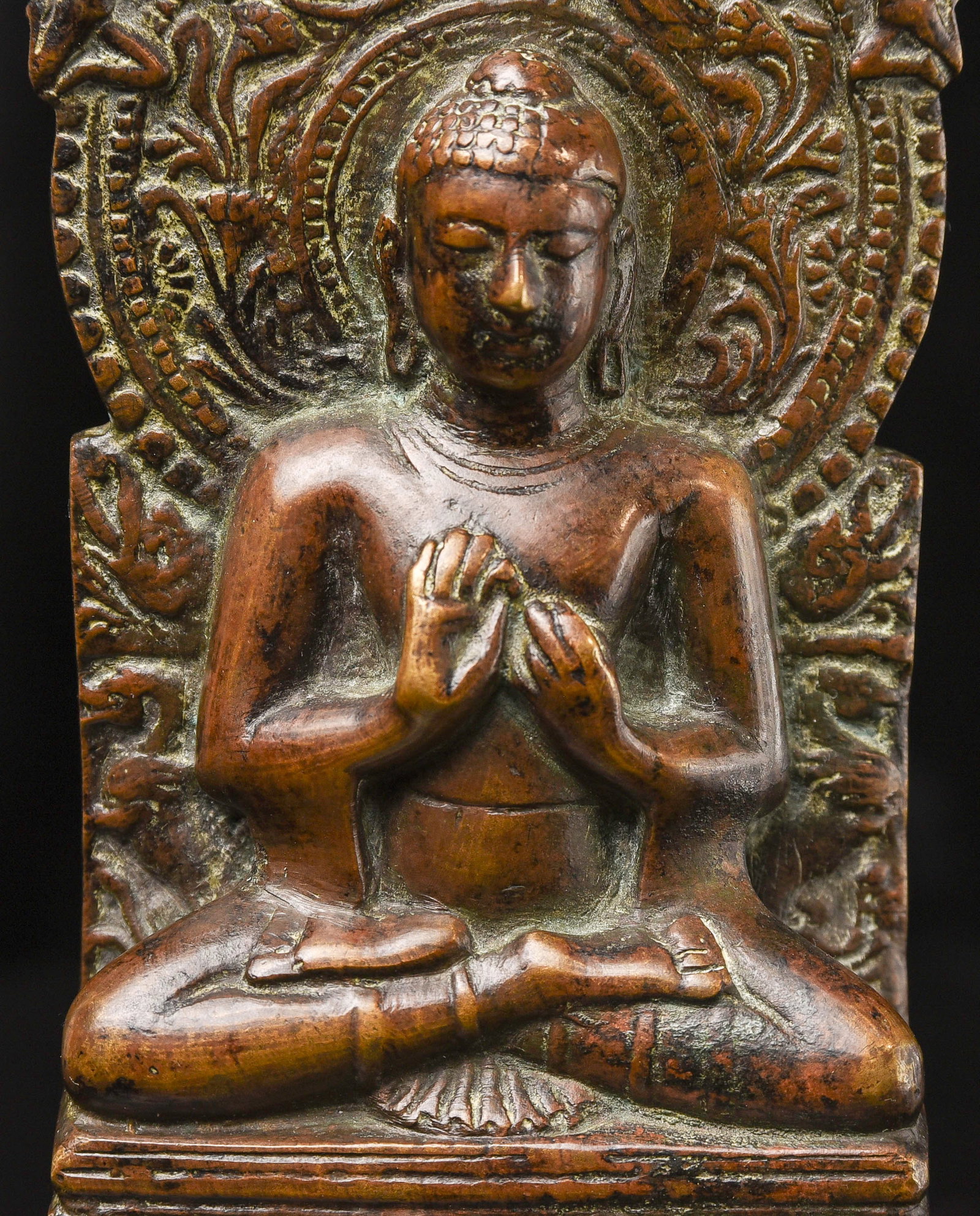 17/18thC Indian Bronze Buddha Stele. - 6