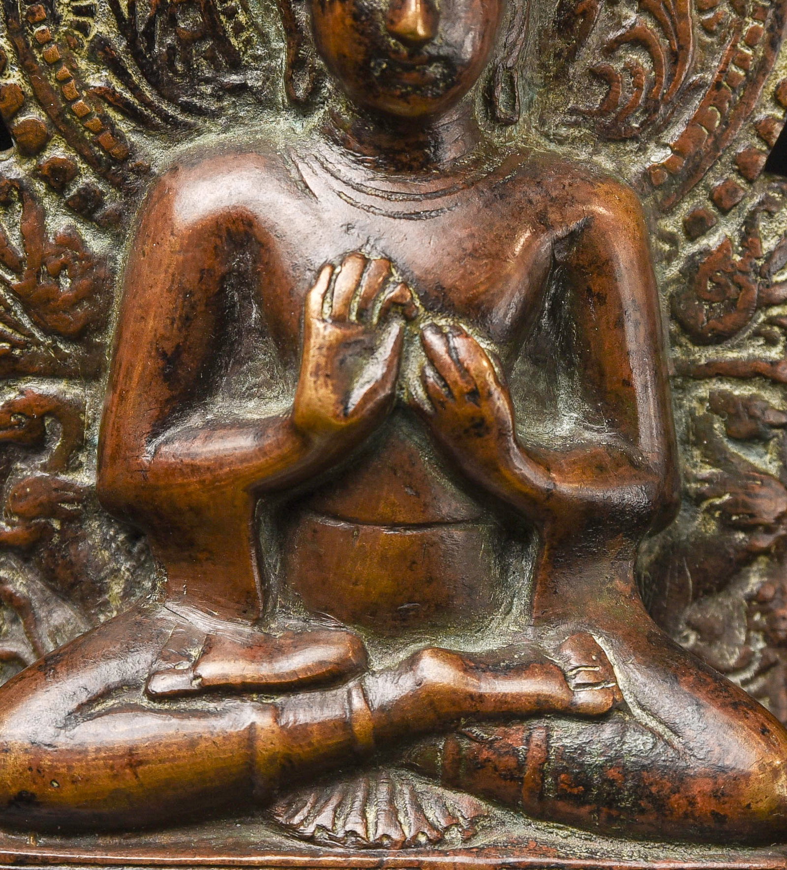 17/18thC Indian Bronze Buddha Stele. - 7