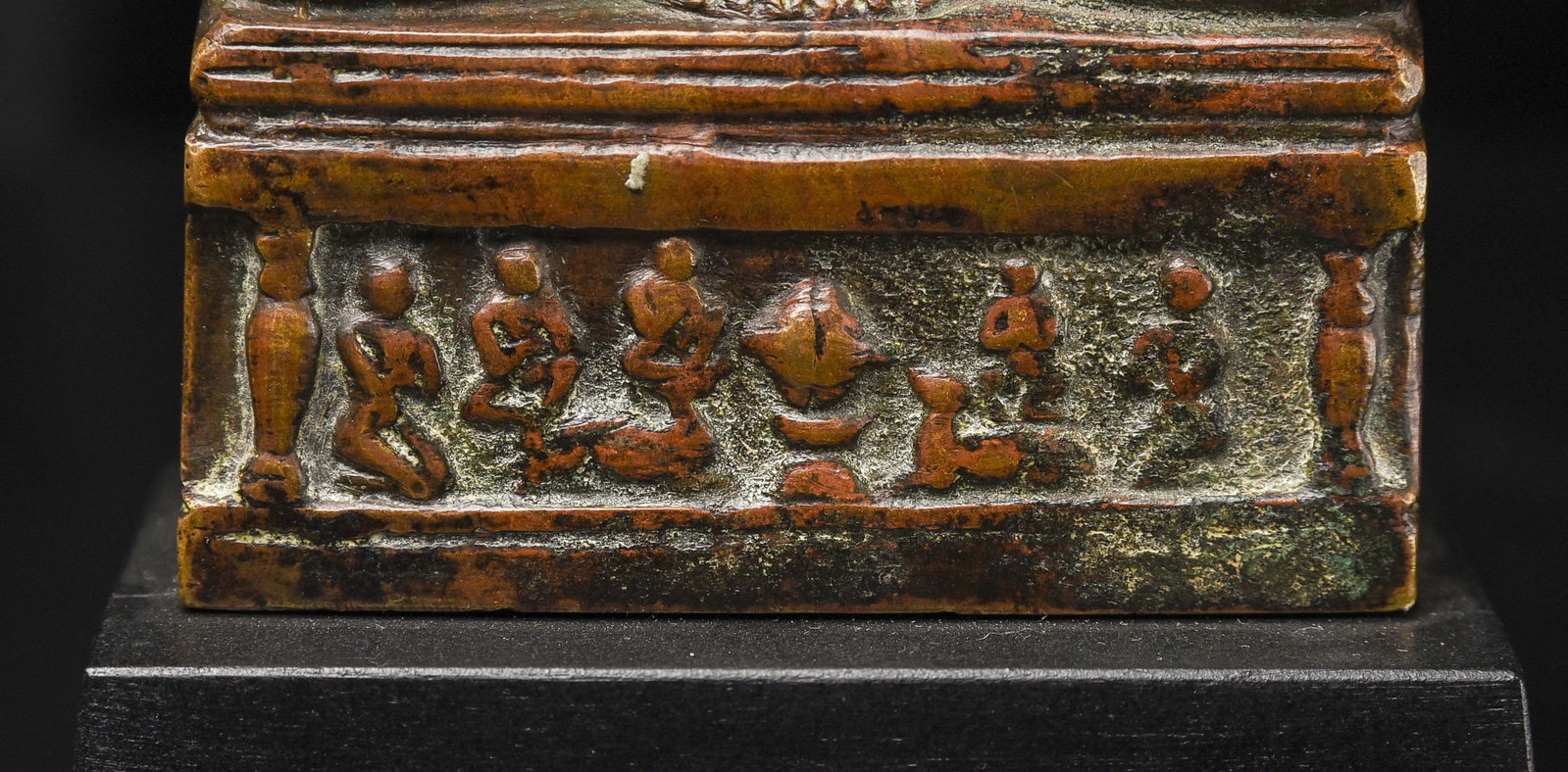 17/18thC Indian Bronze Buddha Stele. - 9