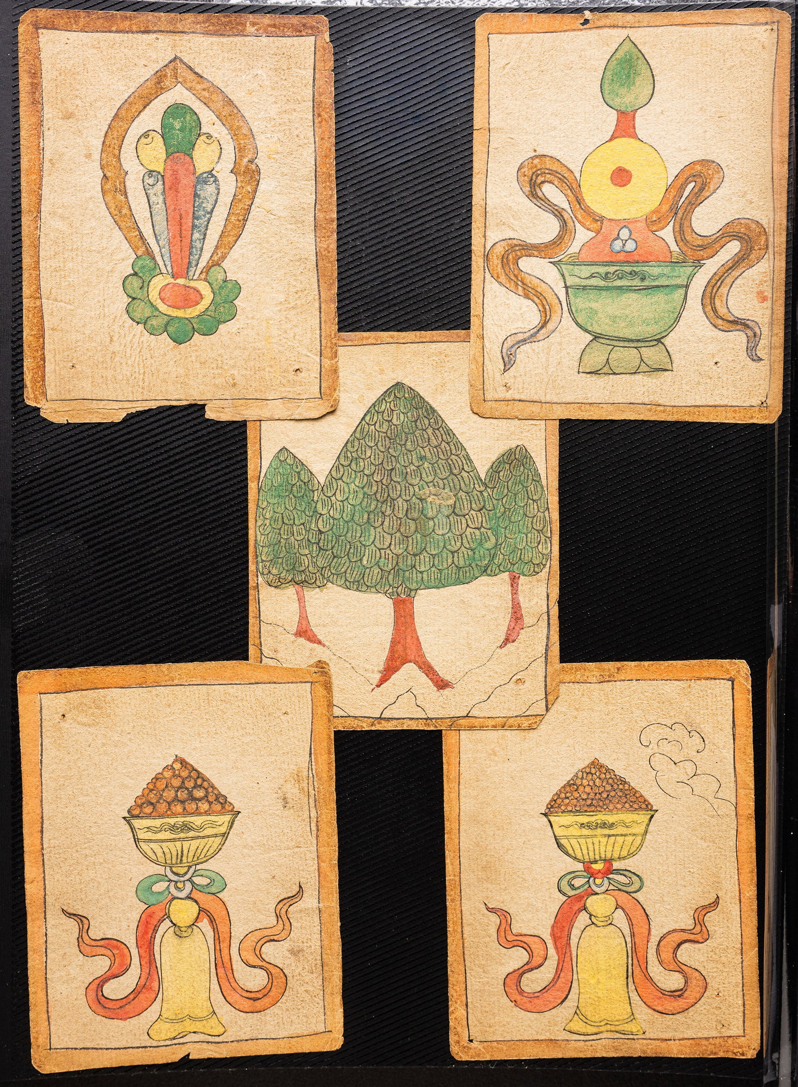 19th to early 20th century Mongolian Buddhist paintings of auspicious symbols. (1 of 11)