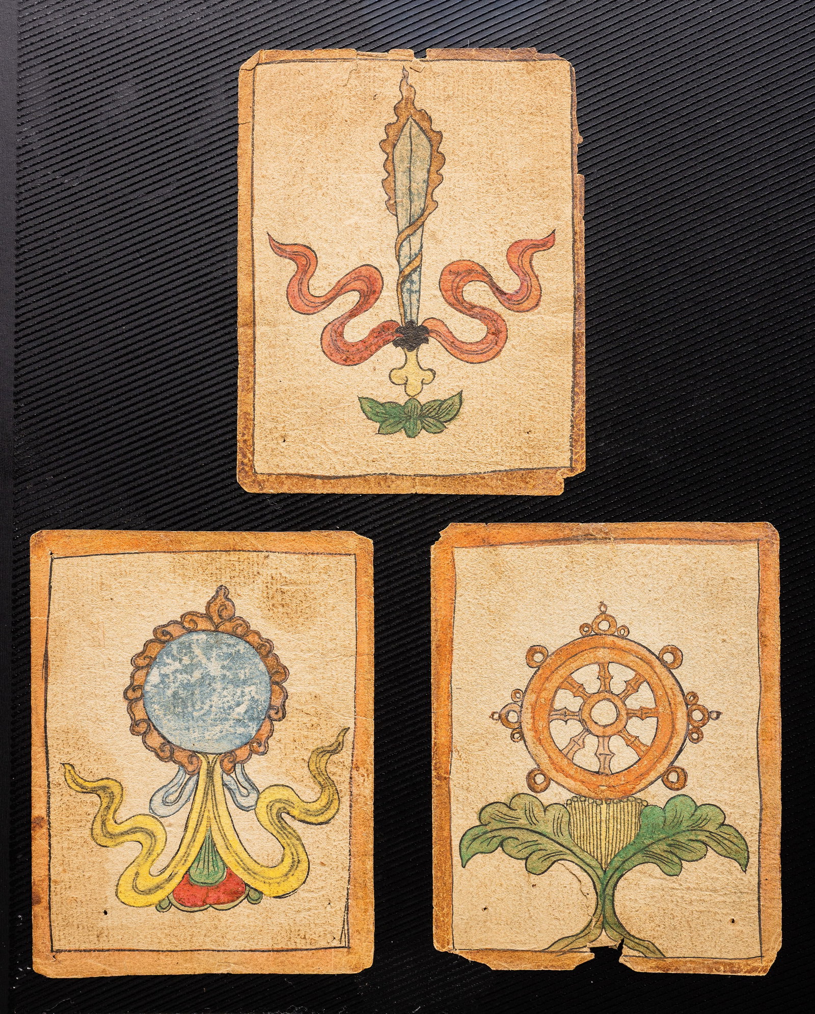 19th to early 20th century Mongolian Buddhist paintings of auspicious symbols. (1 of 7)