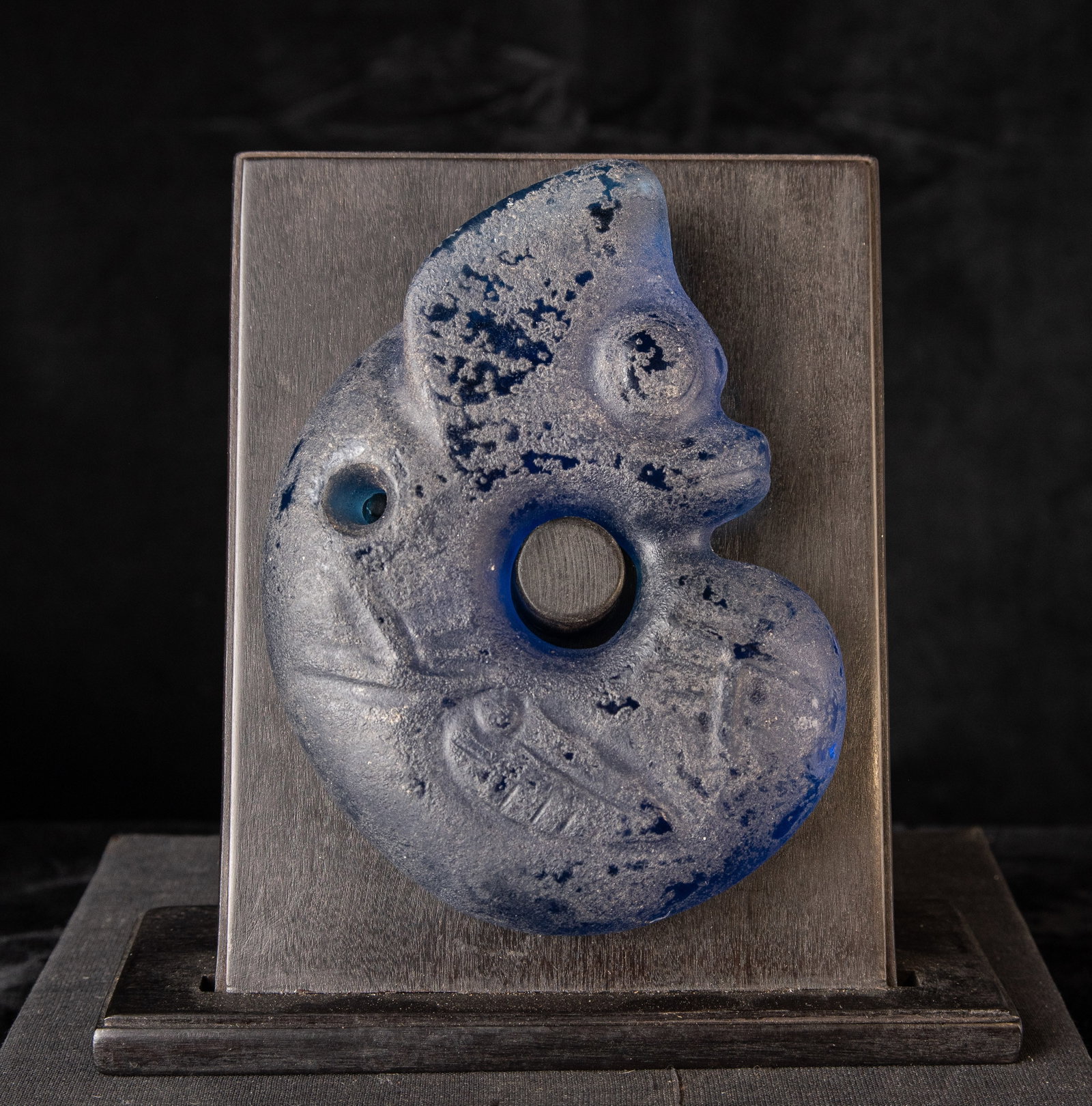 Ancient Glass Pig Dragon-Central Asia-: This kind of object is outside my area of expertise and I acquired it because it came together with an ancient glass Buddhist object I acquired last year. These are supposedly 1000 years old and come