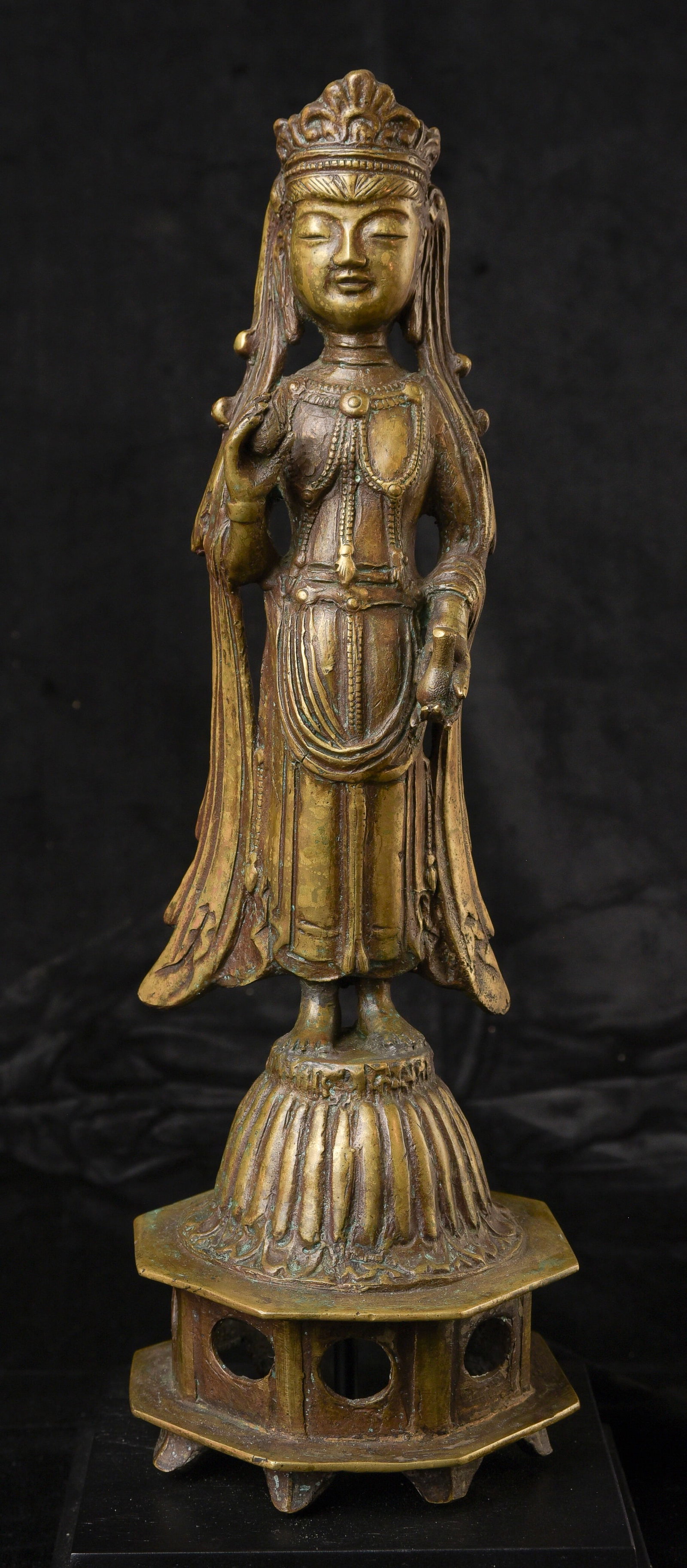 18C or Earlier Korean Bronze or Brass Bodhisattva. Large, Exceptional Quality (1 of 13)