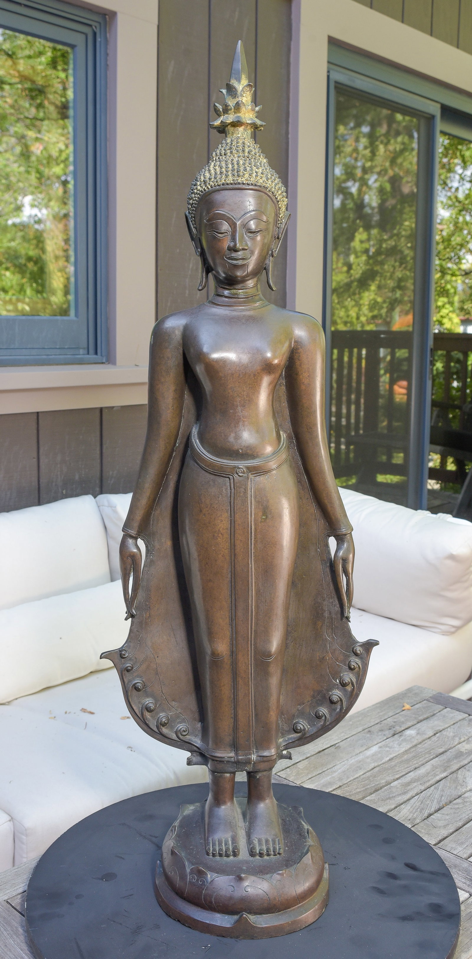 18/19thC Laos standing bronze Buddha-very best of its type, very large, beautifull.Look at the face, (1 of 17)