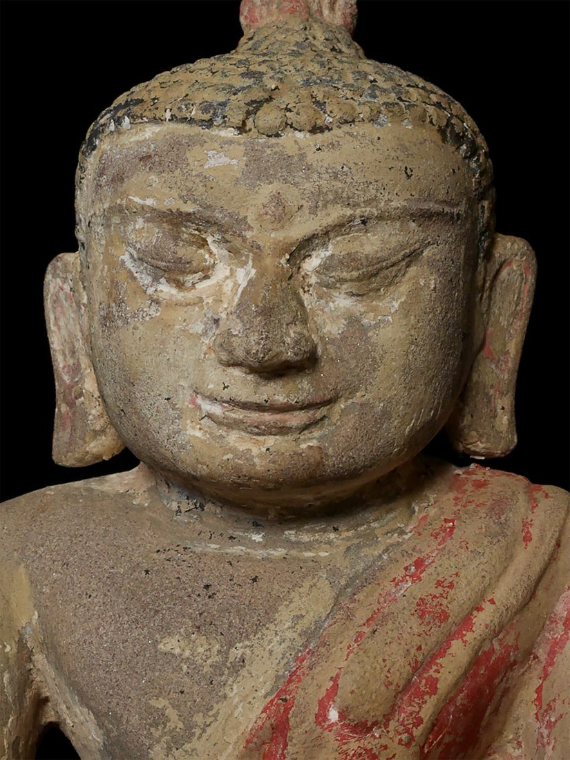 Exceptional Burmese Pagan Stone Buddha. Deep Meditative Expression - 3