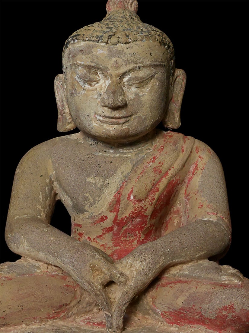 Exceptional Burmese Pagan Stone Buddha. Deep Meditative Expression - 5