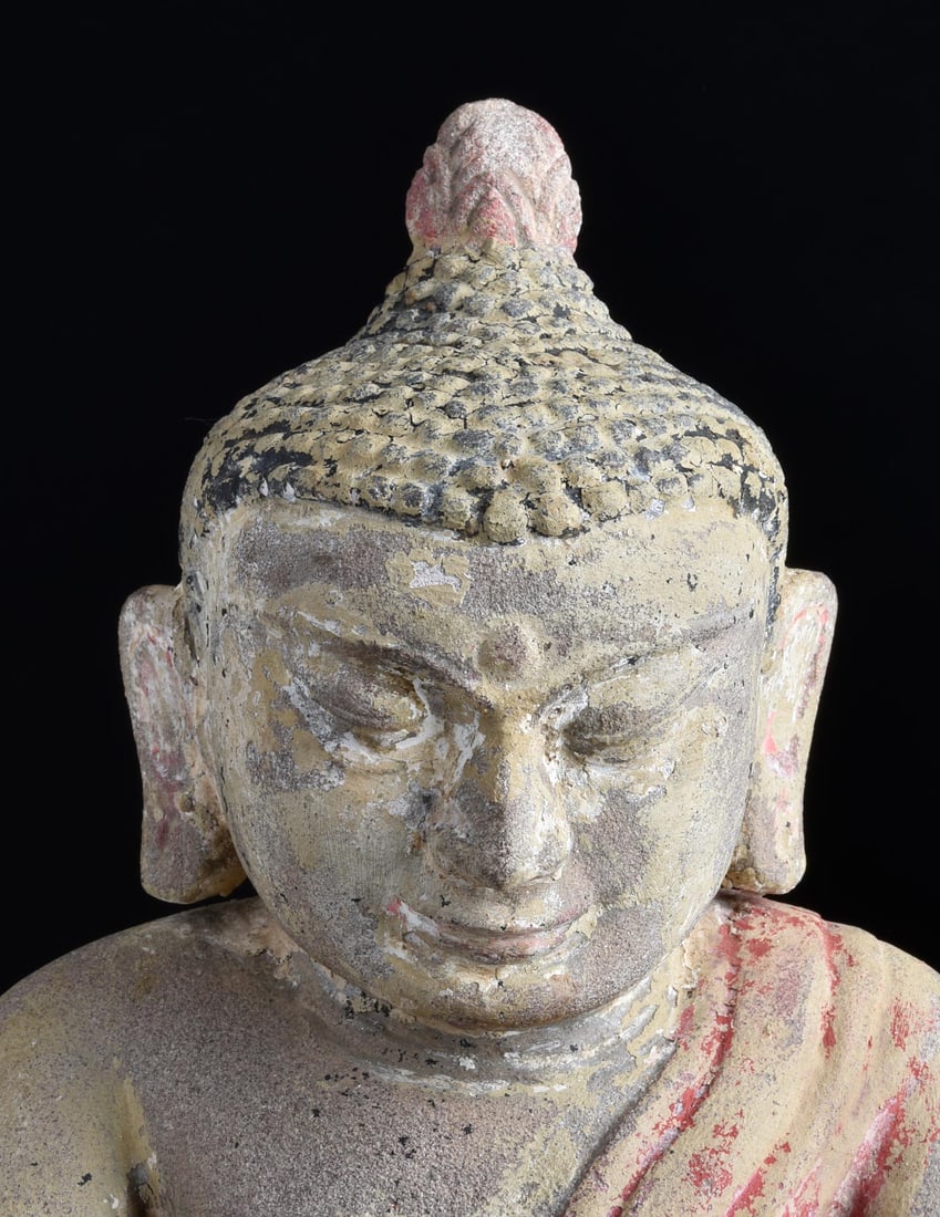 Exceptional Burmese Pagan Stone Buddha. Deep Meditative Expression - 6