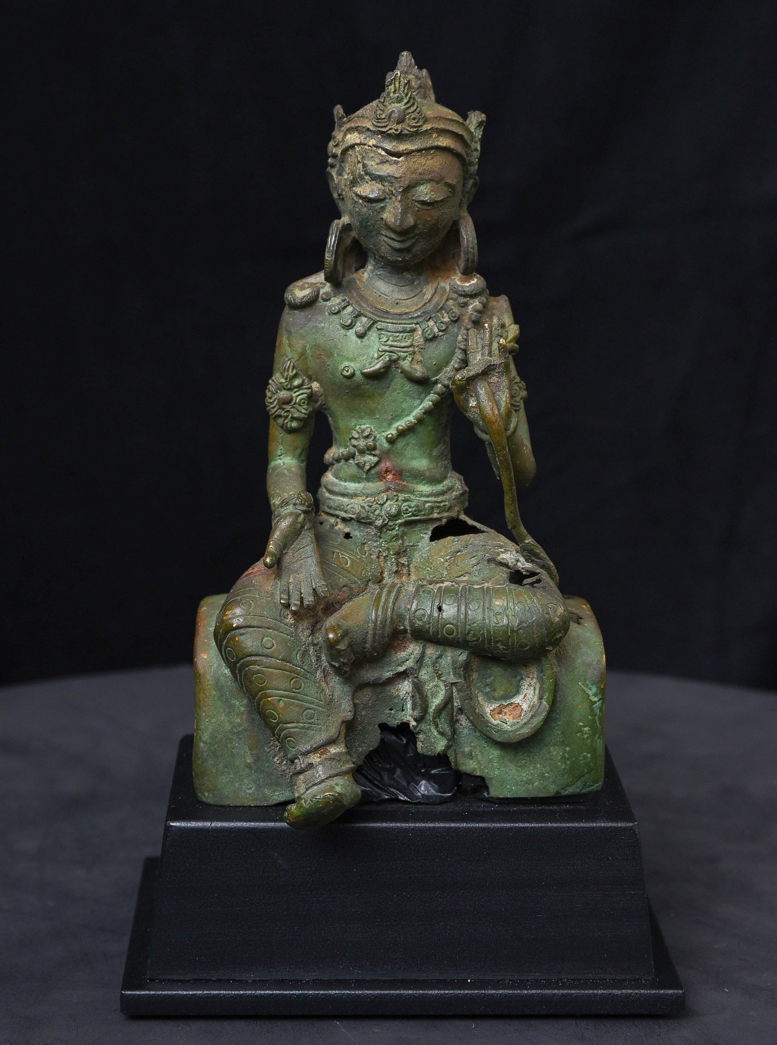 Rare 9th/11thC Burmese Bronze Hindu/Buddhist Figure. Arakan/Early Mon/Pre-Pagan: Very early Burmese figure, probably 11th century or earlier. One of the most distinctive early Burmese bronzes I have encountered in many years. The casting is extraordinary—remarkably thin yet