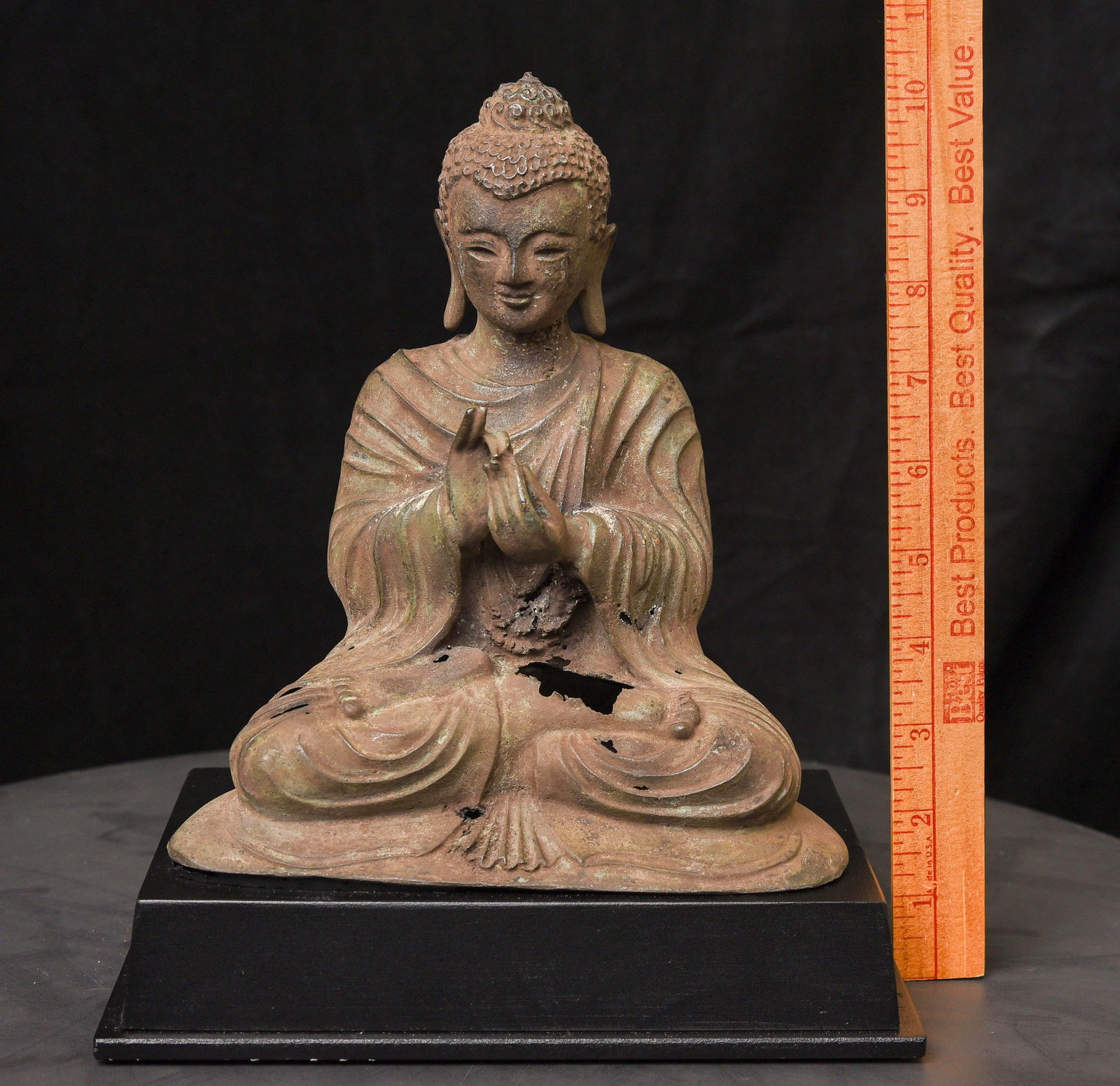 Early Himalayan-Gandharan or Other Culture Bronze Buddha. Rare Survivor: Ancient Gandharan (or Related Culture) Bronze Buddha — Rare Thin-Walled Casting with Exceptional RepoussŽ Work. This extraordinary bronze Buddha—likely Gandharan or from a closely