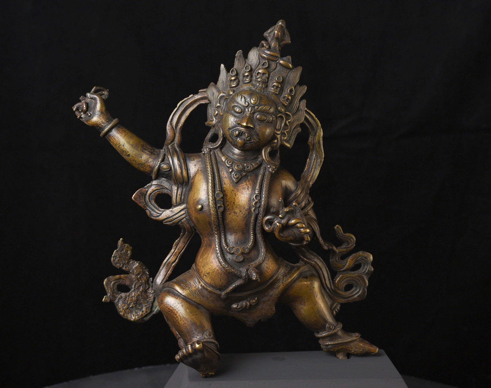 18thC Tibetan Bronze Protective Deity. Very Fine and Large Example. (1 of 15)