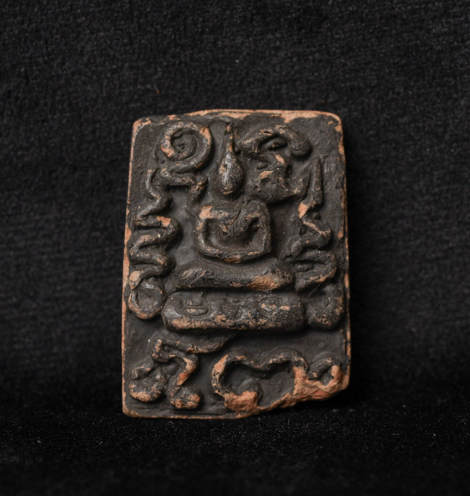 Antique Thai Amulet from a fine old collection.: Antique Thai amulet from a major collection of a lifelong collector of Buddhist amulets and tablets and other small items, primarily from southeast Asia. This one looks to be the end of the 19thC, as 