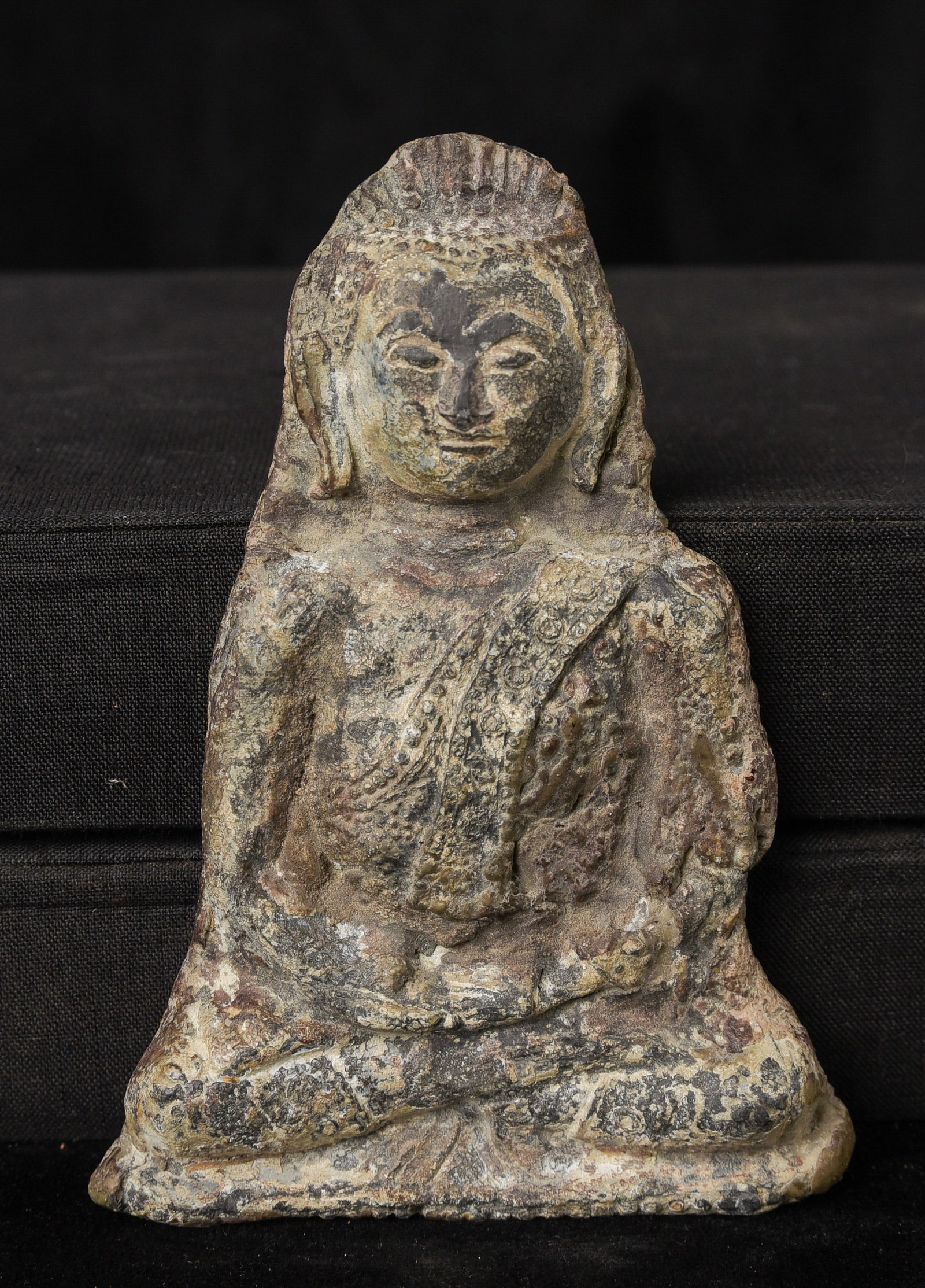 Large Thai 18/19thC lead/bronze figural plaque. Head may be re-attached. (1 of 3)