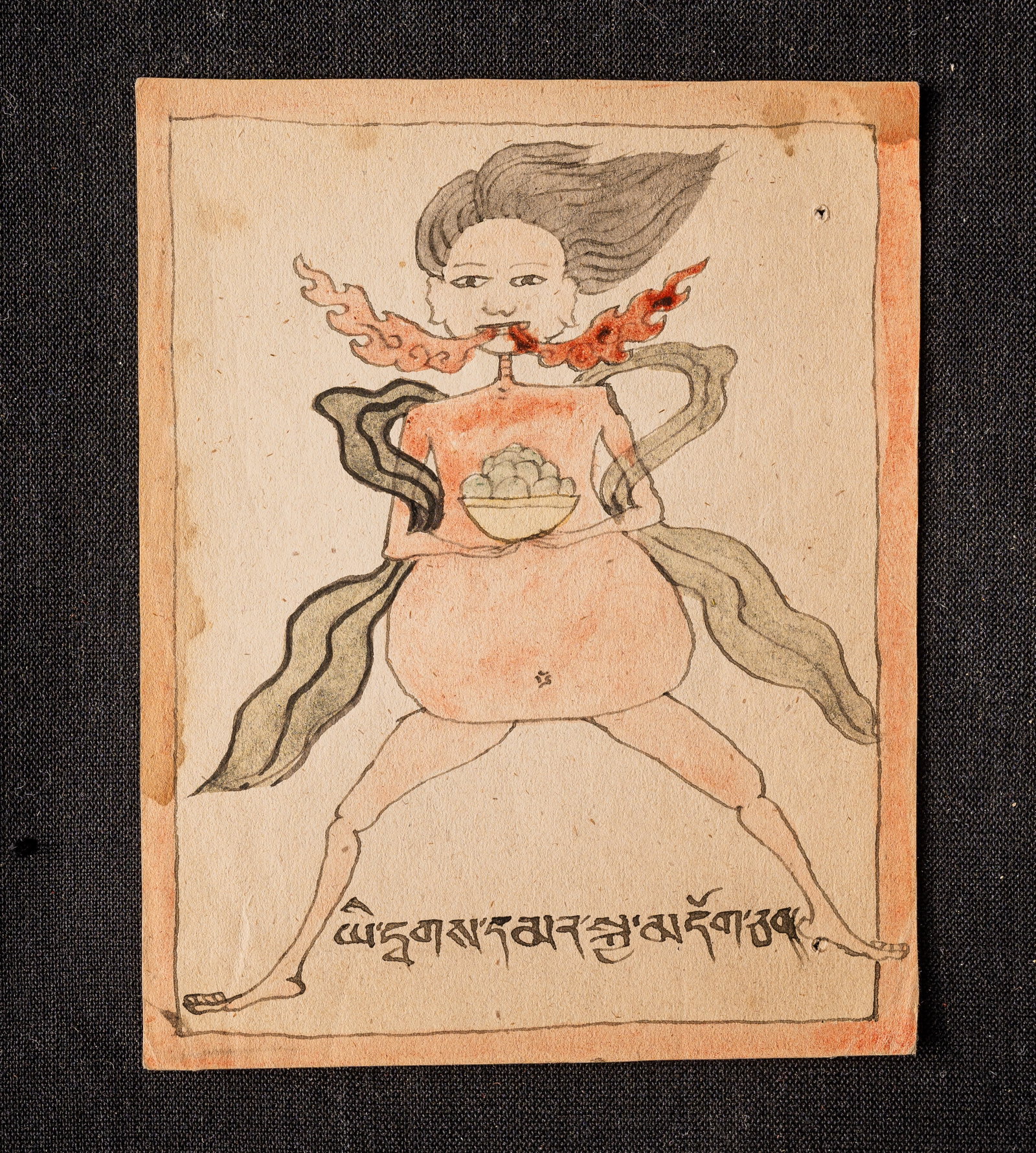 19th to early 20th century Miniature Mongolian Buddhist painting of Folk Figure. I do not know who: 19th to early 20th century Miniature Mongolian Buddhist painting of Folk Figure. I do not know who this is supposed to represent. Collected 40 years ago when Mongolia was opening to the west and it wa
