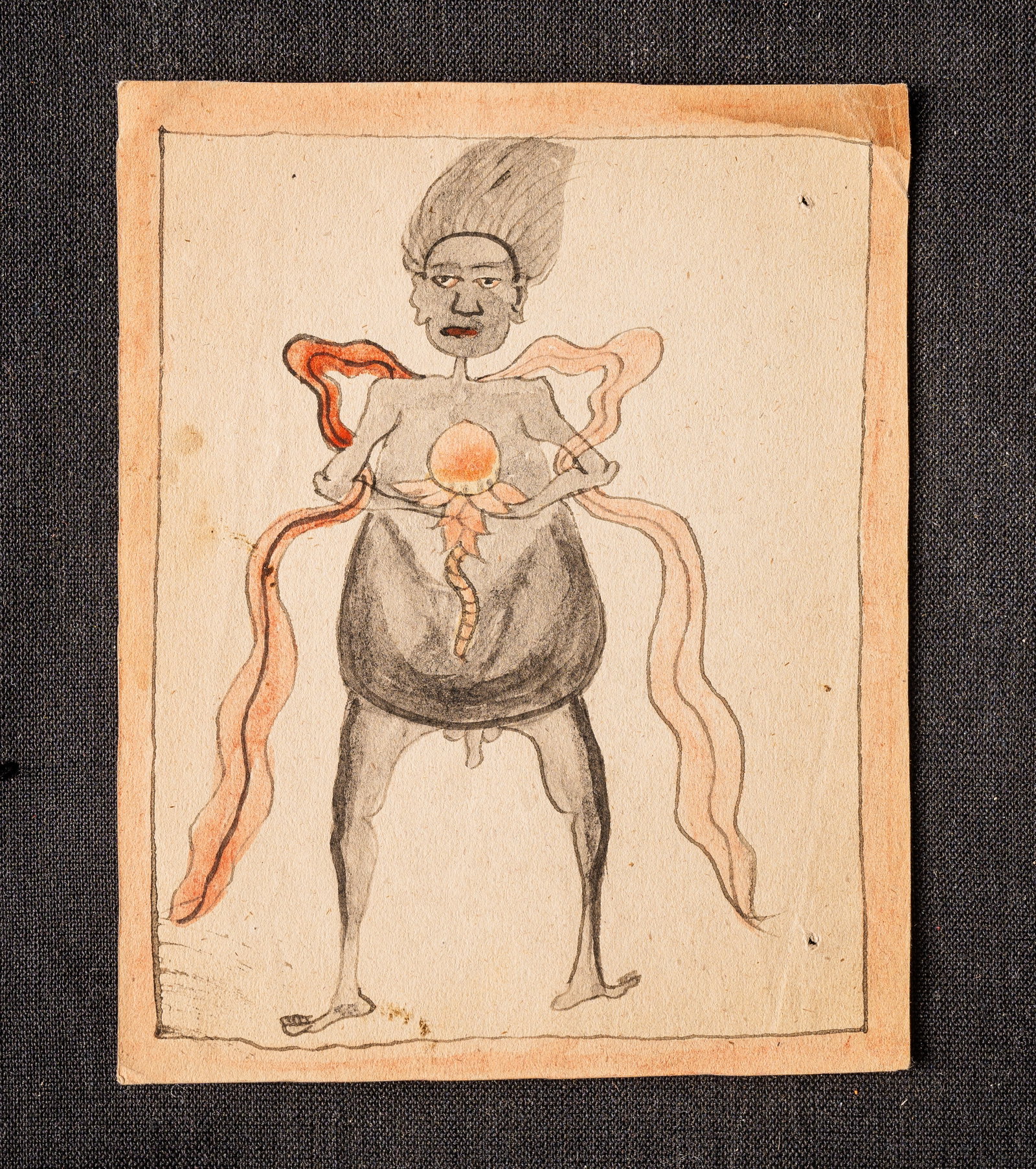 19th to early 20th century Miniature Mongolian Buddhist paintingof Folk Figure. It has writing on: 19th to early 20th century Miniature Mongolian Buddhist paintingof Folk Figure. It has writing on the back, which appears to be the name of the figure on the front. I don?t know who it is supposed to