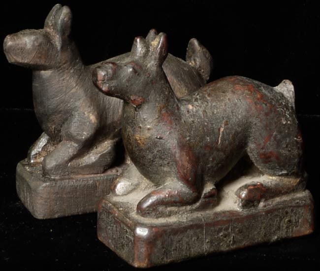 Antique Mongolian deer altar set. Wear and minor losses (1 of 14)