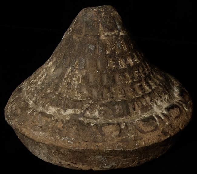 Antique Mongolian terracotta Stupa. 2" tall, 2.75" (1 of 6)