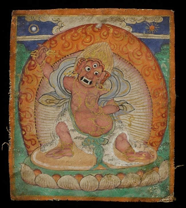 Small antique canvas Thangka is 3" x 2.5": Small antique canvas Thangka is 3" x 2.5"excellent example. Domestic shipping included international shipping will be $30.