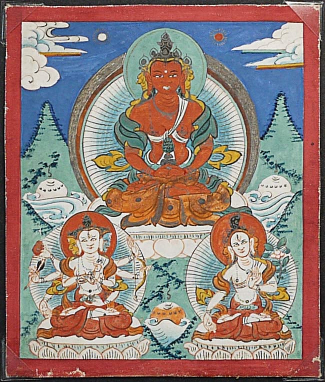 Small antique Mongolian painted thangka measures 4" x (1 of 4)