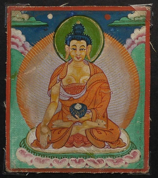 Old miniature thangka is 3" x 2 5/8". Nice one! (1 of 5)