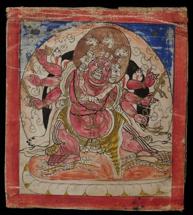 Old Miniature Mongolian Thangka. Sits 3.75" x 3.25" (1 of 5)