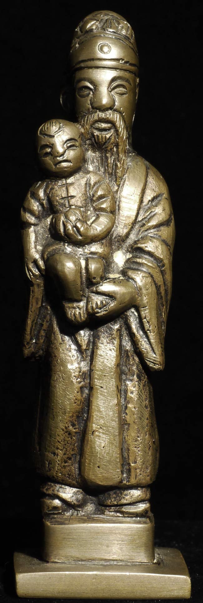 Unusual antique Chinese bronze holding a baby. Measures (1 of 9)