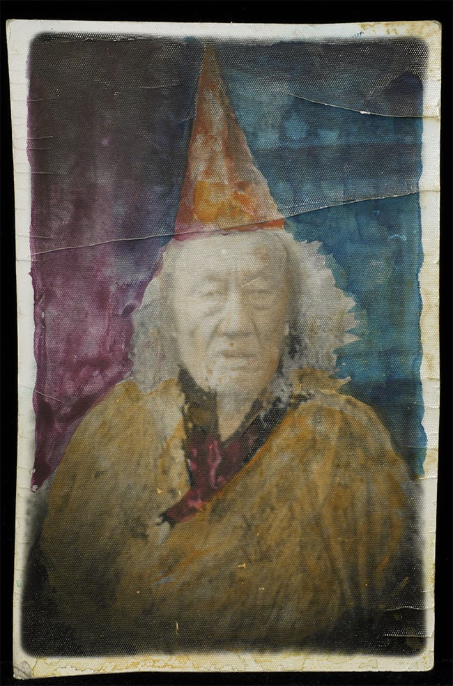 Antique Mongolian Lama Photo, 4.75" x 3.25": Antique Mongolian Lama photo with hand coloring. Powerful! 4.75" x 3.25"