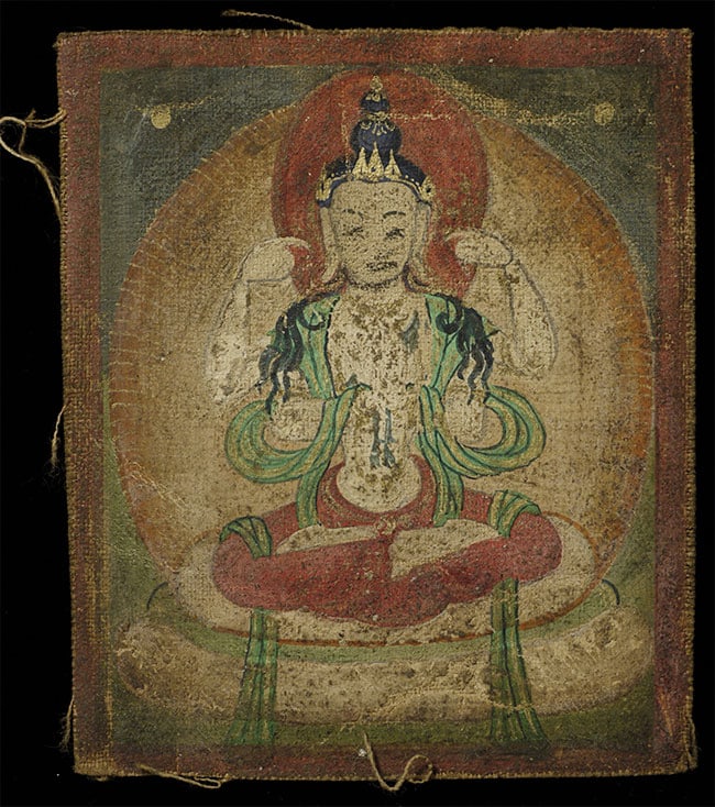 Decorative small antique Mongolian thangka. (1 of 5)