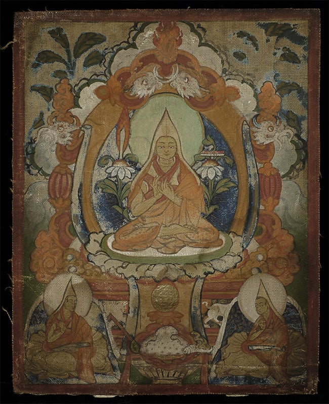 Small Antique MongolianThangka.: Small Antique MongolianThangka is 4 inches x 5 inches.