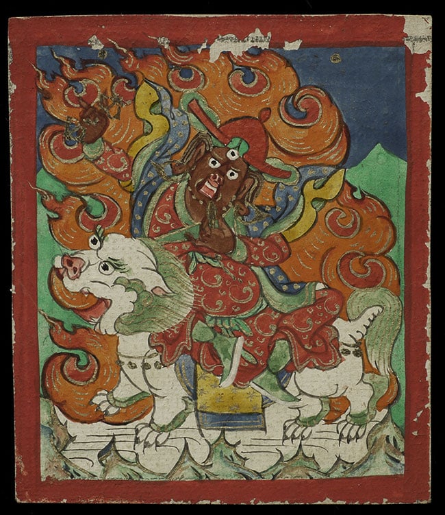 Powerful old miniature painted Thangka. (1 of 6)