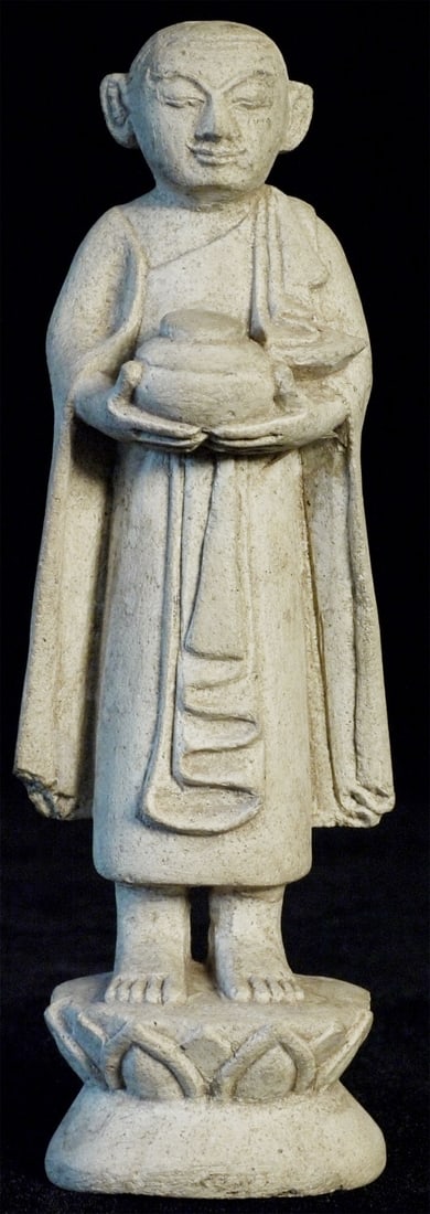 Vintage Burmese Stone Monk, 4-3/8" Tall (1 of 11)