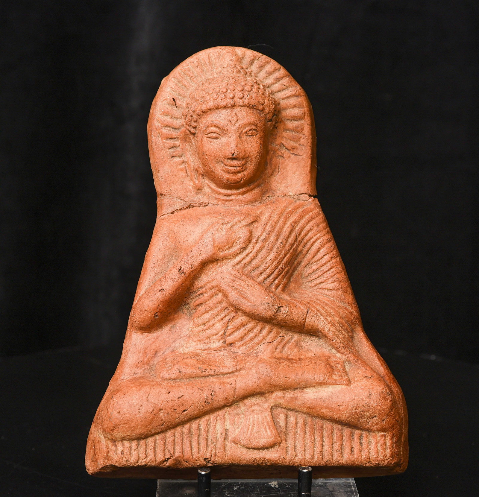 This is an old and extremely large Thai terracotta Buddha plaque. It was collected 35 years ago by a: This is an old and extremely large Thai terracotta Buddha plaque. It was collected 35 years ago by a man who was living in SE Asia and who worked for Air America (i.e. the CIA). I recently bought a