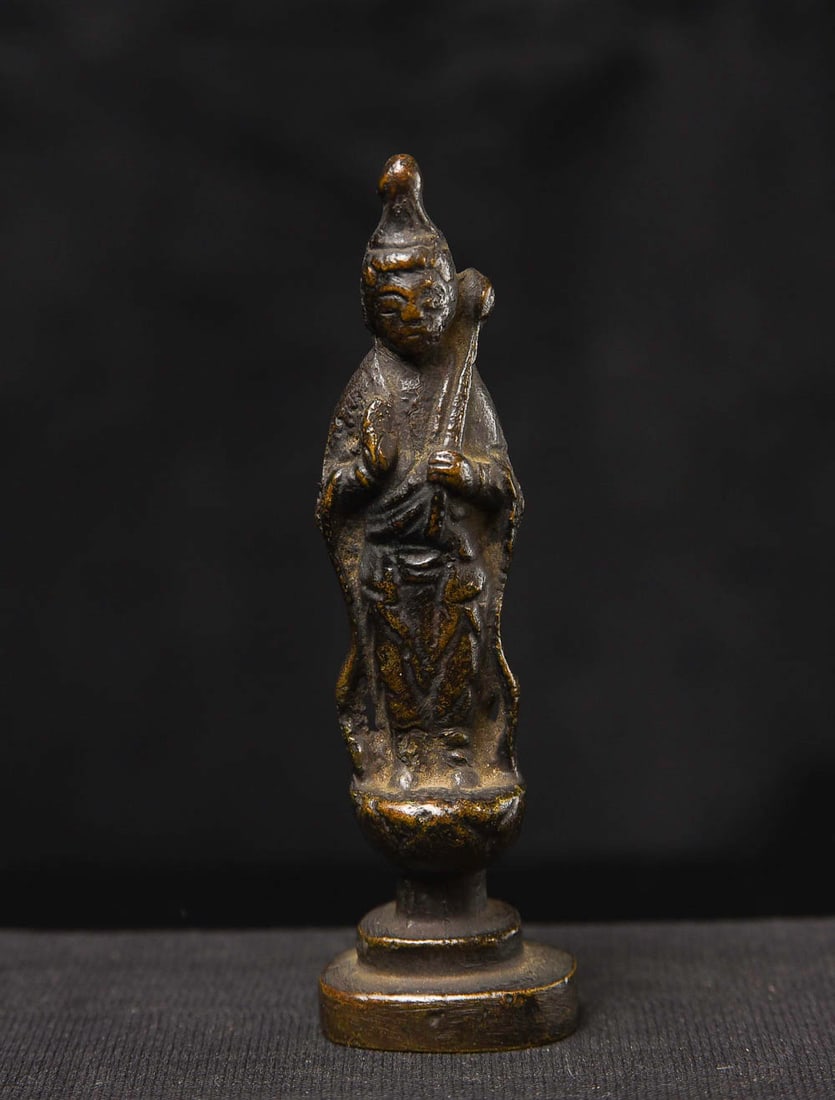 17-19thC Japanese Edo Buddha: Nice Japanese Edo Buddha - ( 3.5"H x 1"W x .5"D ) - 85g