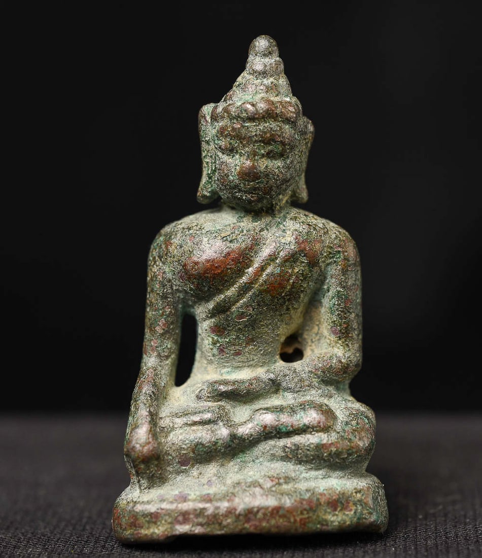 16/17thC Thai bronze Buddha- near miniature. Authentic 400 years old! (1 of 5)