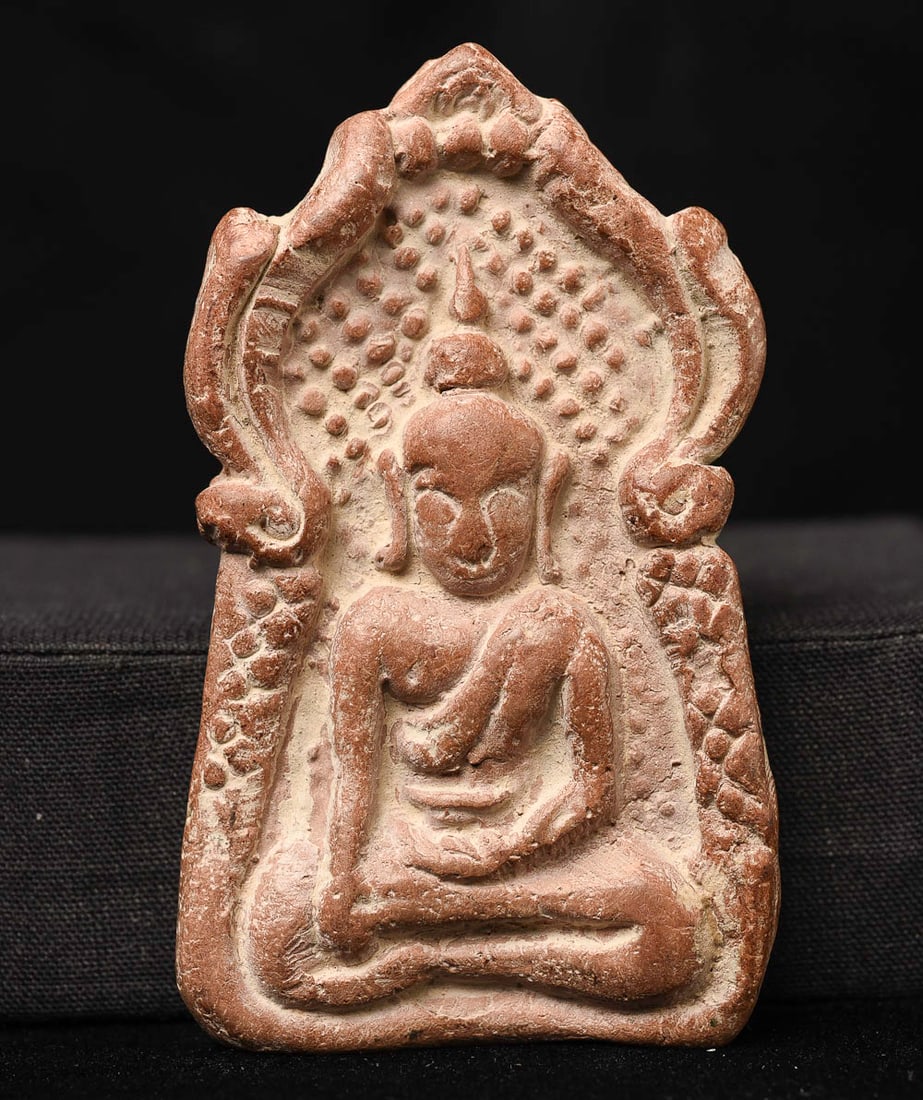 18thC/Earlier Thai Buddha Image in Terracotta Plaque/Amulet-Great Face! (1 of 3)