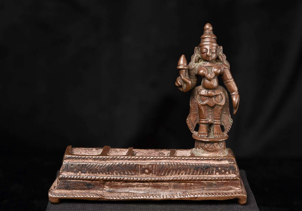 Delightful Hindu Deity on a 3 deity base. Unusual. (1 of 7)