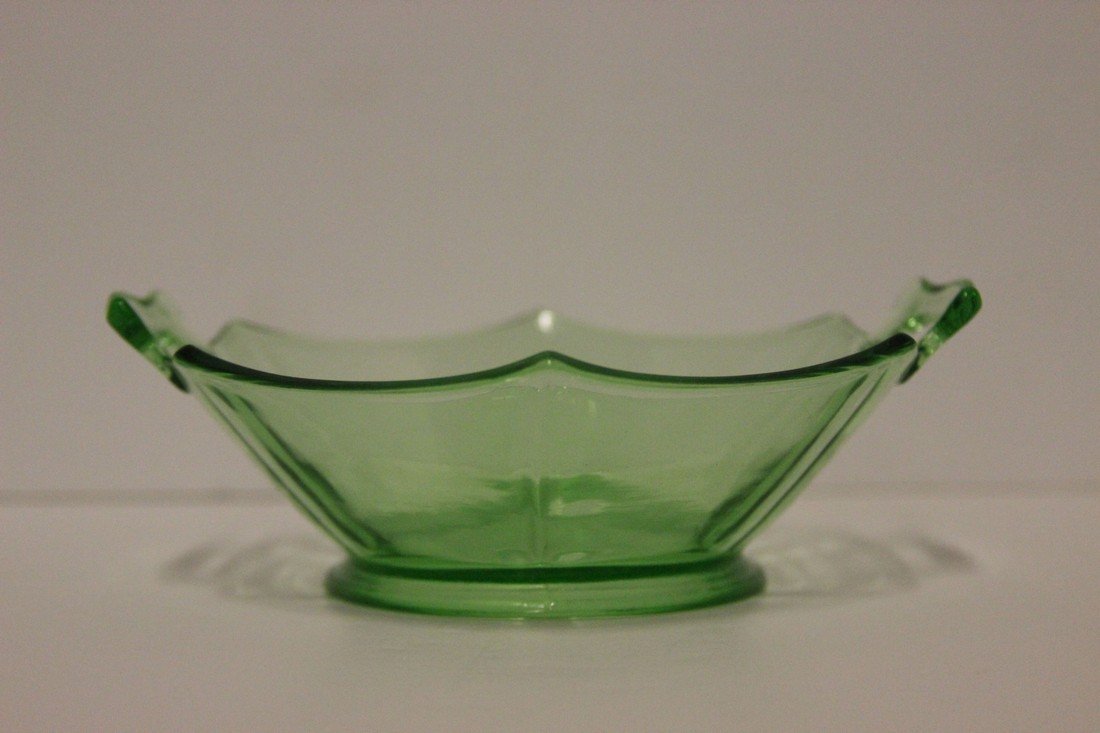 Depression Glass Green Snack Dish Good Shape! Approx. (1 of 2)