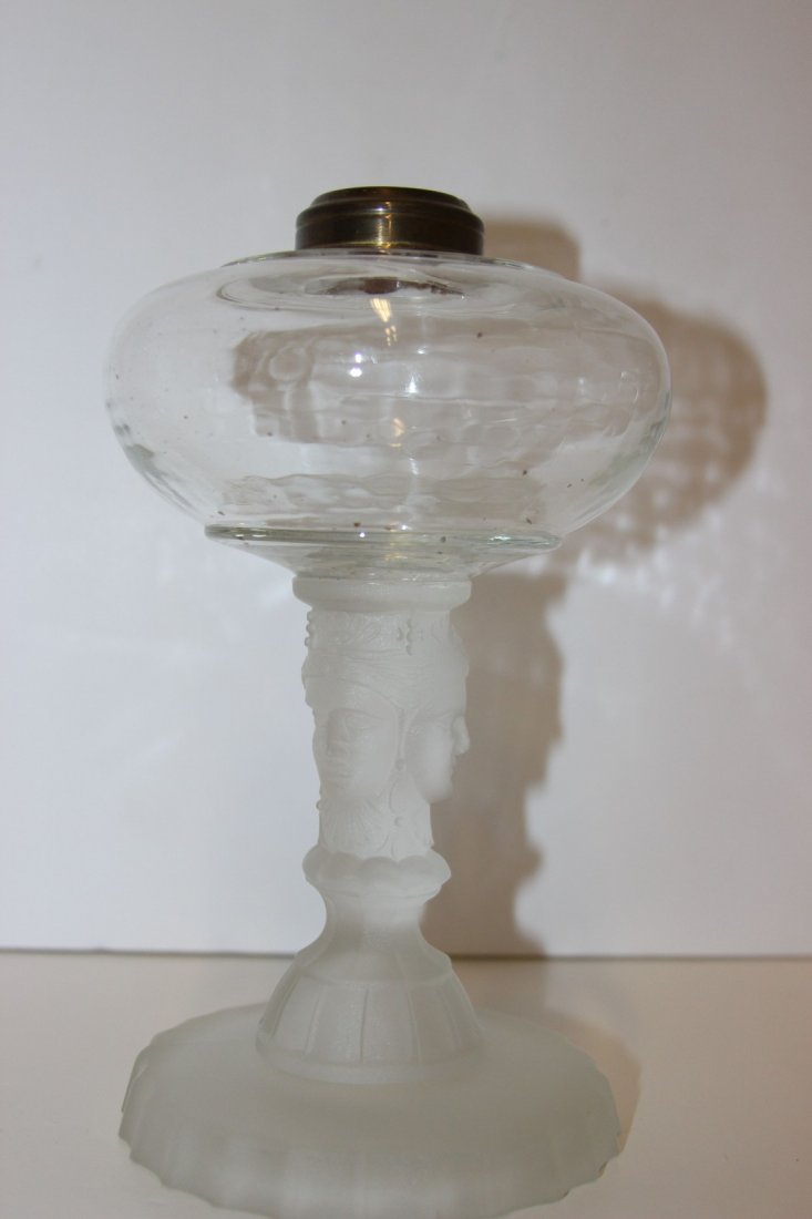 Oil Lamp Base  3 Faces Fair Shape, Base Only (1 of 2)