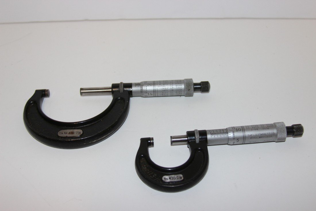 2 Starrett Micrometers Good Shape No. 436 1"  & 2" (1 of 1)