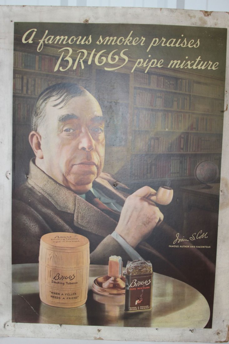 Briggs Pipe Mixture Poster Rough Shape on the edges,: Rough Shape on the edges, there are a few holes in the middle of the poster. Approx. 301/2" X 41 7/8"