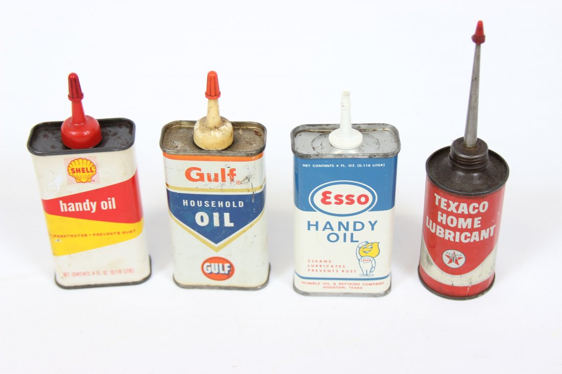 Four Handy Oilers: Texaco, Shell, Gulf, Esso, 5 1/2" all are in good overall condition.