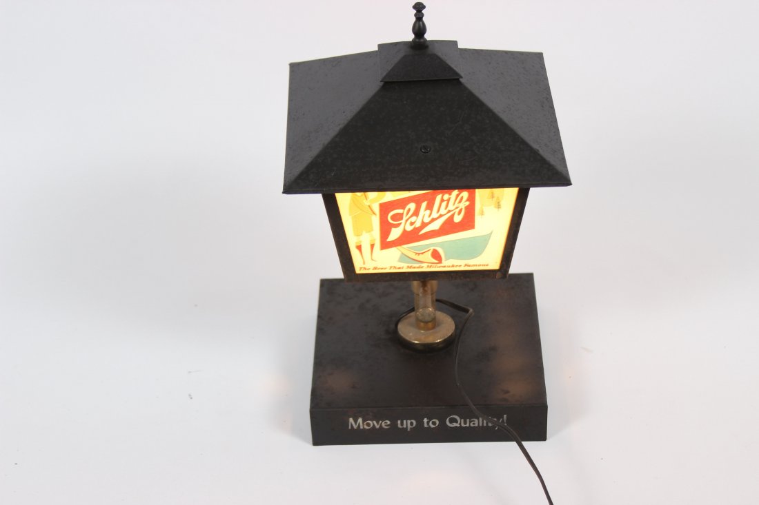 Schlitz Beer Hanging Light: Glass Inserts, Tin Body, Functional, 8" x 8" x 14"