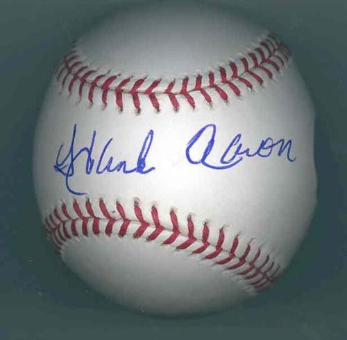 HANK AARON SIGNED OFFICIAL MLB BASEBALL - STEINER: Baseball's all-time home run king. Official Bud Selig Major League baseball boldly signed "Hank Aaron" on the sweetspot, with Steiner Sports hologram and certification In MINT condition