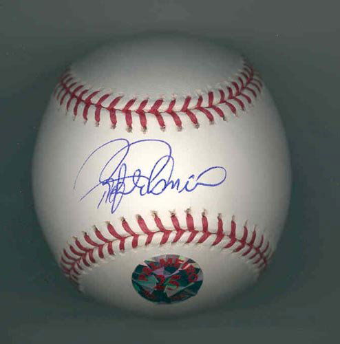 RAFAEL PALMEIRO SIGNED MAJOR LEAGUE BALL - PSA: Newest member of the 3,000 hit and 500 home run club, future Hall of Famer. Official Bud Selig Major League baseball boldly signed "Rafael Palmeiro" on the sweetspot, with Palmeiro 25 / ASI hologram a