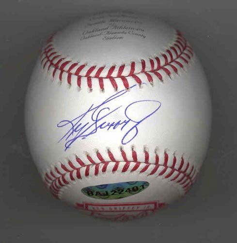 KEN GRIFFEY JR SIGNED LTD. ED.BALL - PSA & UD: Limited edition, only 500, official Bud Selig commissioner Major League baseball, commemorating his 500th home run single signed "Ken Griffey Jr." on sweetspot, listing home run #, pitcher & team agai