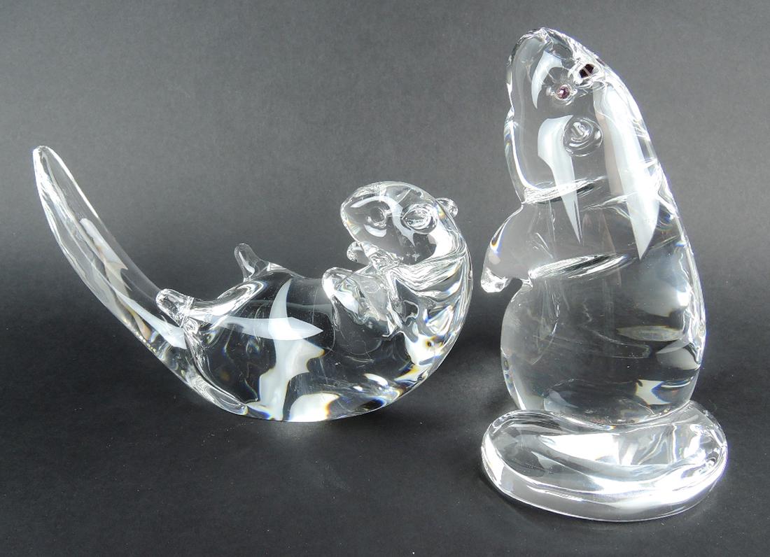 Lot of 2 Steuben Figurines Otter and Beaver (1 of 4)