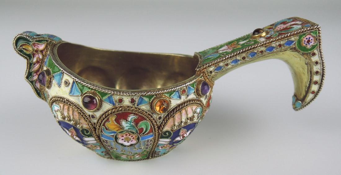 Russian Silver & Enamel Kovsh Cup (1 of 5)