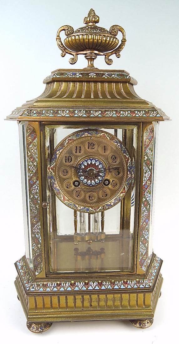 French Bronze & Champleve Enamel Clock (1 of 6)