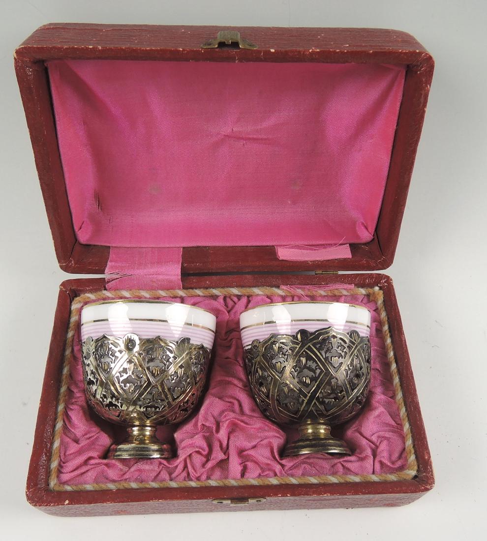 Pr Gilt Silver Ottoman Turkish Zarfs sgd Gardner (1 of 4)