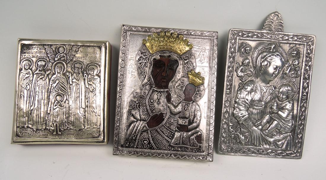 Group of 3 Silverplate Russian Icons (1 of 1)